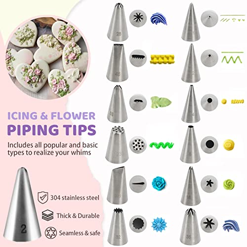 Cookie Decorating Kit 118pcs with Turntable & Icing Tips - Baking Supplies Gift Set