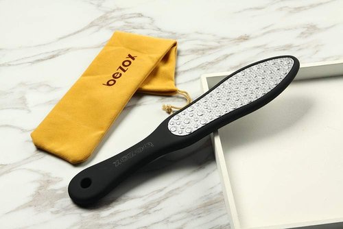 BEZOX Foot File - Double-Sided Callus Remover for Cracked Heels & Corns | Stainless Steel with Storage Bag