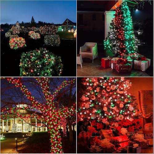 Christmas String Lights 33ft 100 LED Fairy Lights with 16 Modes - Red, Green, White, Waterproof Outdoor Decoration