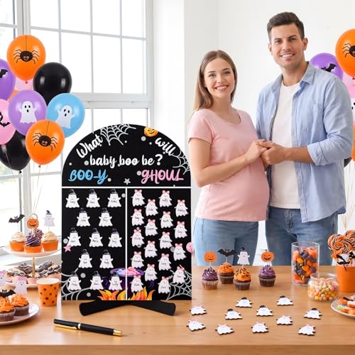 Halloween Ghost Gender Reveal Voting Board Set - AceOrbit 63 Pcs Party Decorations