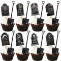 Halloween Cupcake Toppers & Mini Shovel Spoons Set - 23 Variation, 48 pcs