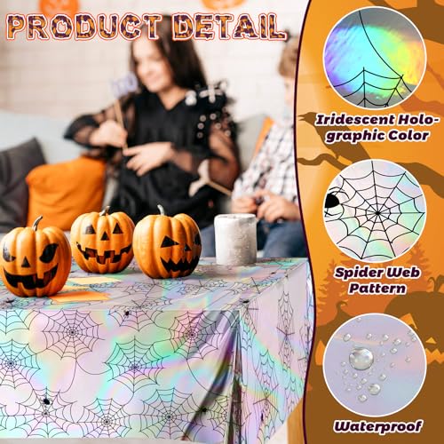 Halloween Spiderweb Iridescent Holographic Tablecloth - Spooky Party Decor - Variation of THIS listing