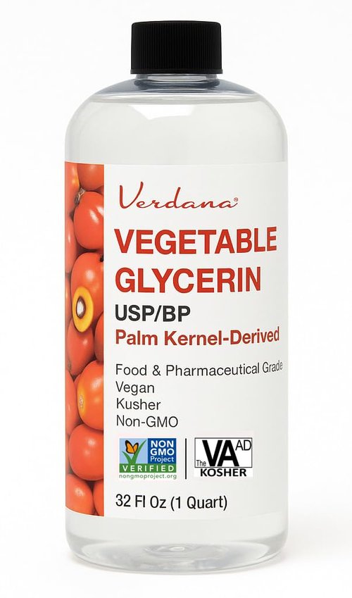 Verdana Vegetable Glycerin – USP, Food, Cosmetic Grade - Palm-Derived, No Soy Involved – Glycerine for Cosmetic & Personal Care and Skin, Hair & Other Formulations – Non-GMO, Vegan – 32 fl oz