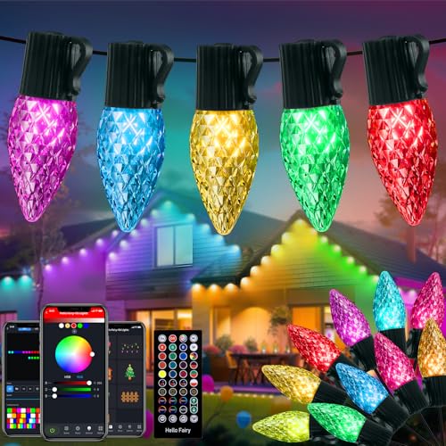RGB C9 Outdoor Christmas String Lights 66Ft 100 LED Smart App & Remote
