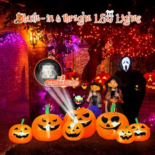 8FT Halloween Inflatable Pumpkin with Cat & LED Lights - Outdoor Yard Decoration - Variation of This Listing