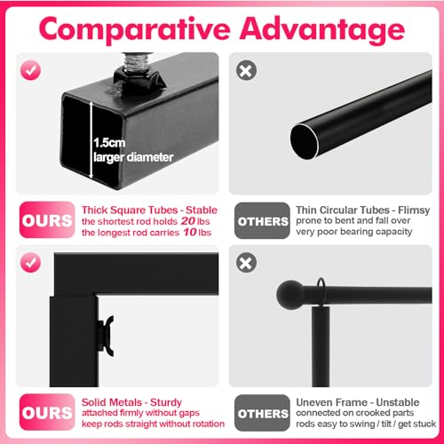 2 Pack Over Table Rod Stand with Clamp Black Adjustable Banner Arch