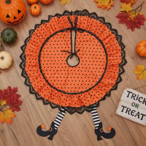 Halloween Tree Skirt 36 Inch Witchy Christmas Mat for Holiday Home Decor