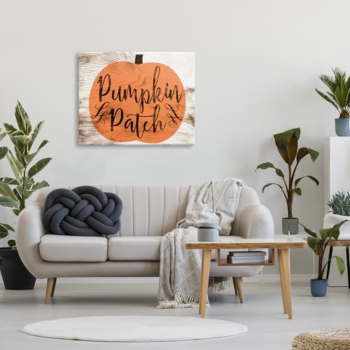 Unframed Canvas Wall Art - Pumpkin Patch Halloween Typography - 40 x 30 Inches