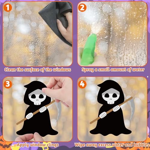 Halloween Window Clings - 102 PCS Spooky & Fun Decorations for Home & Party - Variation: Halloween
