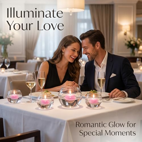 Pink Floating Candles Set - Unscented Dripless Water-Activated Decor for Weddings & Parties