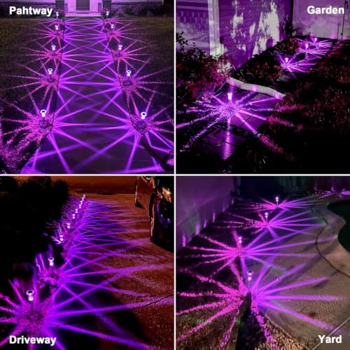 Halloween Solar Pathway Lights 10 Pack - Purple Outdoor LED Ghostly Decor