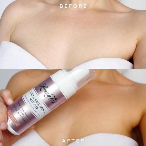 Loving Tan Deluxe Bronzing Mousse - Streak Free, Natural looking, Professional Strength Sunless Tanner - Up to 5 Self Tan Applications per Bottle, Cruelty Free (Mini Kit (Medium))
