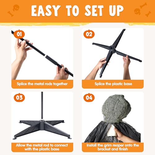 Brown Life Size Animatronic Grim Reaper Halloween Yard Decor with Sound Activation