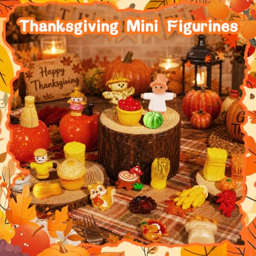 Thanksgiving Mini Resin Figurines Set - 30 Pieces Autumn Fall Decor