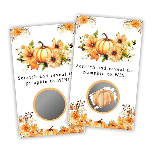 Halloween Pumpkin Scratch Cards - 40 Pack Fall Party Game & Raffle Tickets
