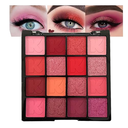 Red Eyeshadow Palette Matte Glitter Eye Makeup - K'APEINE, Variation: Red