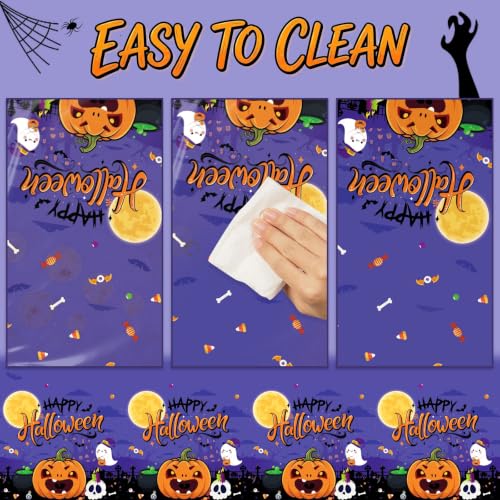 SOGUDE 3 Pack Halloween Tablecloths - Spooky Party Decorations, 54x108 Inches - Halloween Variation