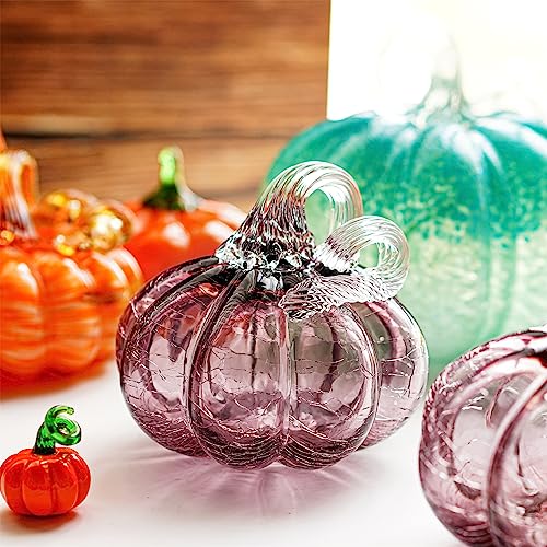 Handcrafted Crystal Pumpkin Paperweight Halloween Thanksgiving Decor