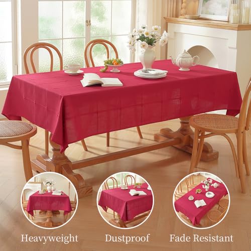 Red Rectangle Table Cloth 70x53 Inch Farmhouse Linen Durable Washable