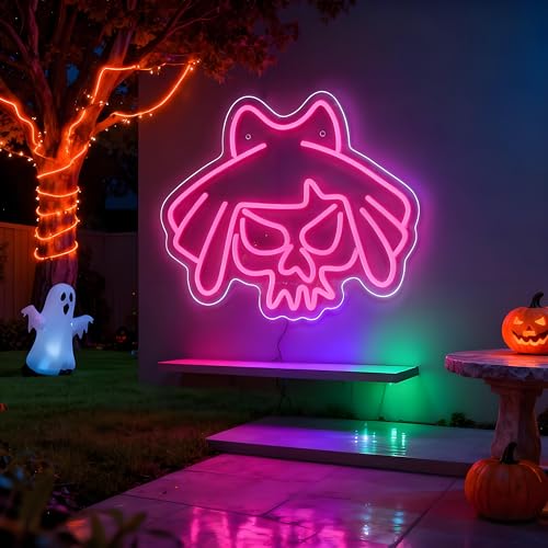 Pink Skull Neon Sign Light Up Letters - CG15 Halloween Party Wall Decor LED Sign