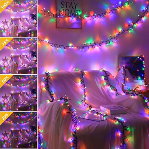 Multicolor 500 LEDs Christmas Cluster Lights with Remote - 33ft Firecracker String Lights, 8 Modes Waterproof