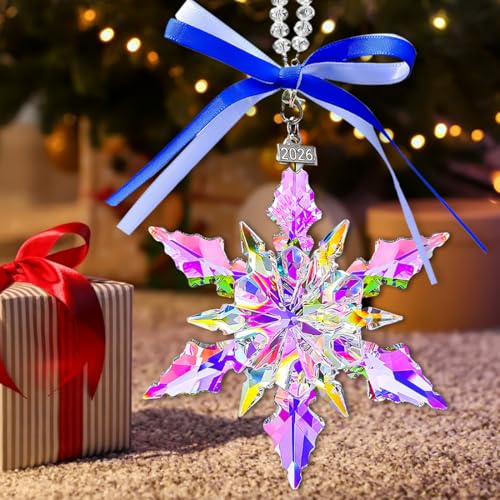 Large Colorful Crystal Snowflake Christmas Ornament 2026 - Keepsake Gift
