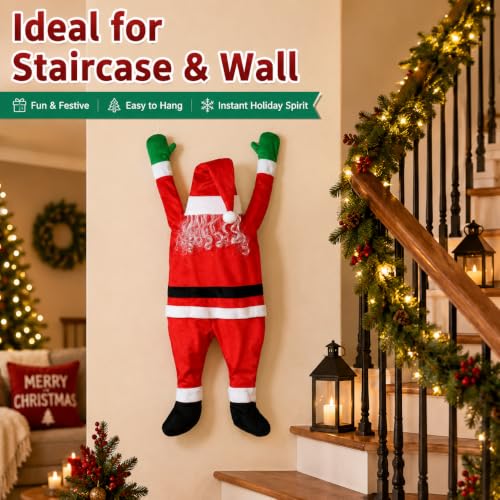 Large Outdoor Hanging Santa Claus Christmas Decor - Life Size Holiday Ornament