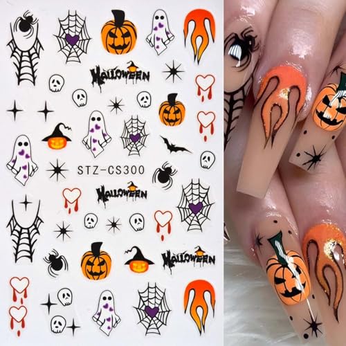 Halloween Nail Art Stickers Ghostly & Spooky Designs - Style-11, 8 Sheets