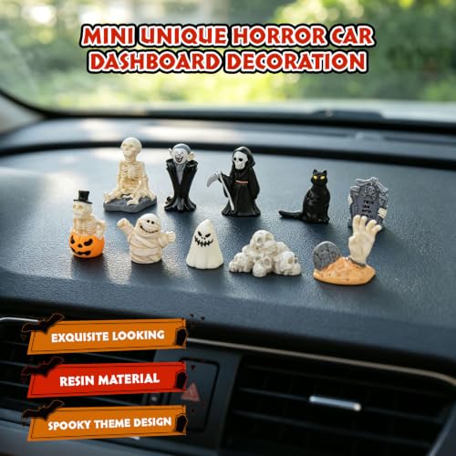 Halloween Mini Car Dashboard Figurines Set - Spooky Gothic Decor 10PCS