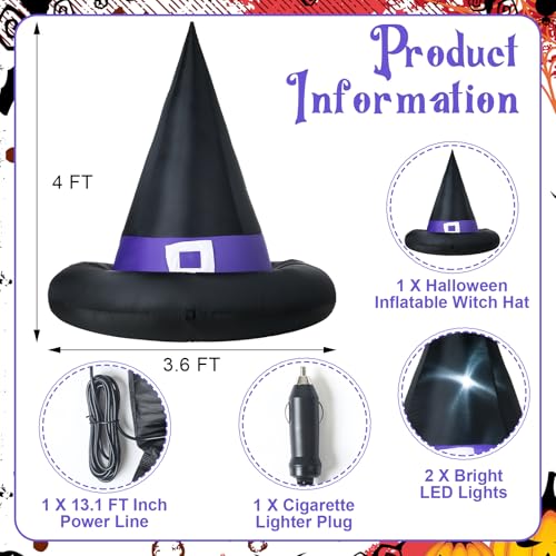 Inflatable Halloween Witch Hat for Golf Cart - 3.6 x 4 ft Outdoor Decor