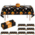 Halloween Pumpkin Ghost Plastic Tablecloth Set - Rectangle, 54x108 Inches, 8 Pack