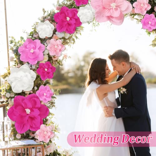 Pink Gradient 48 Pcs Giant Paper Flower Set - Large, Medium & Small Artificial Flowers for Party Decor