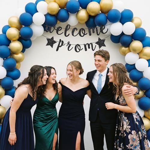 Black Glitter Prom Banner Decoration - Graduation Welcome Sign Party Decor