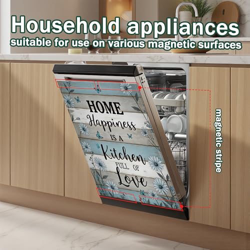 Rustic Flowers Dishwasher Magnet Cover - Decorative Full Panel Kitchen Decor 23x26 Inch