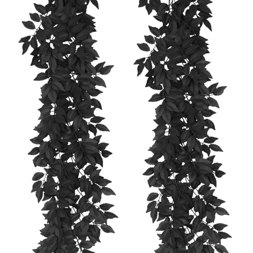 Black Leaf Vine 2 Pack Artificial Silk Garland Halloween Decor 6 Ft Each - Variation of THIS listing