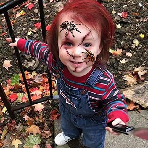 Halloween Temporary Spider Tattoos for Kids & Adults - 12 Sheets Body Art