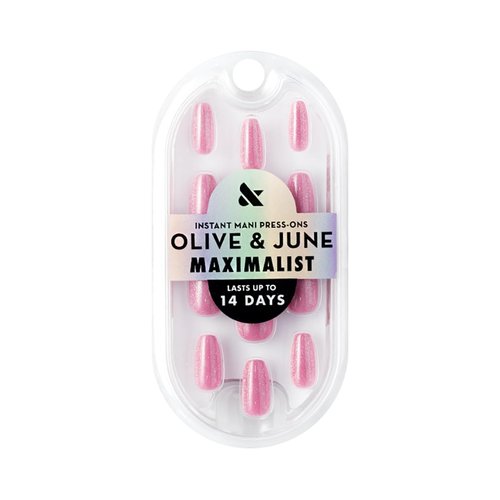 Olive & June Press-On Nails - Maximalist Instant Mani | 42 Non-Toxic, Long-Lasting Nails | Medium Coffin - Rose Velvet