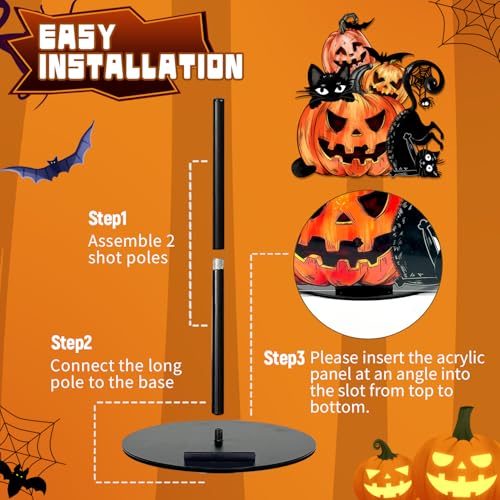 Halloween Paper Towel Holder with Black Cat & Pumpkin Design - 12 Inch Fall Decor