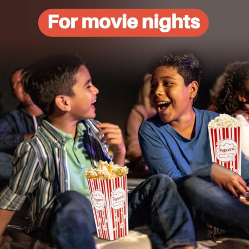 Popcorn Boxes 23 Pack - 46oz Disposable Square Buckets for Movie Night & Parties