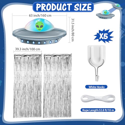 Simgoing Alien Birthday Party Door Curtain Decorations Silver - Alien Theme Decor