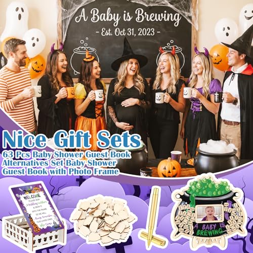 Halloween Baby Shower Guest Book Set - Baby is Brewing Theme, 63 Pcs