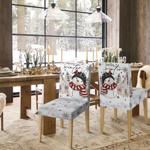 Black Snowman Chair Covers Set - 8PCS Christmas Holiday Decor