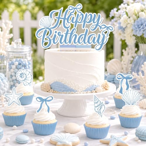 Blue Seashell Birthday Decorations Party Pack - Ocean & Coastal Theme