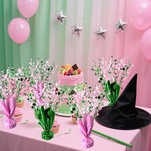 Pink and Green Witch Birthday Party Centerpiece Spray - 6 Pack Table Decor