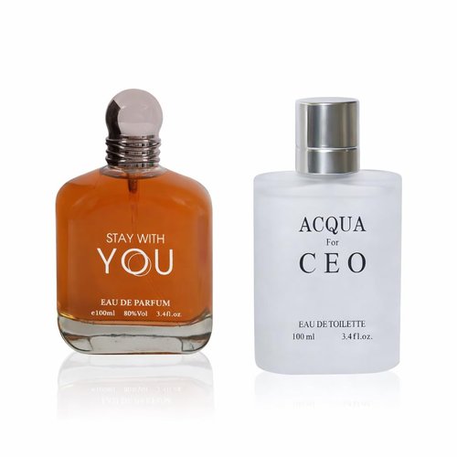 Stay With You Men's Parfum Set - 2 Pack 3.4 Oz Eau de Parfum | Warm, Sweet & Smoky Cologne Gift Set