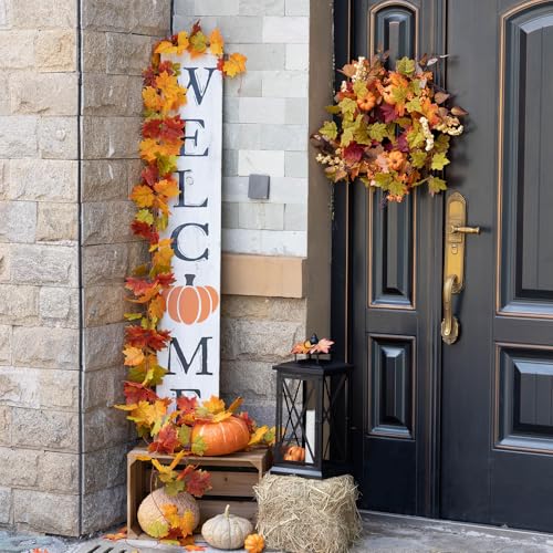 Mizii Fall Decor Maple Vine Garland - 5 Pack, 390 Inch Artificial Autumn Leaves, Fake Maple Leaves for Thanksgiving and Fall Home Decor - Maple Variation