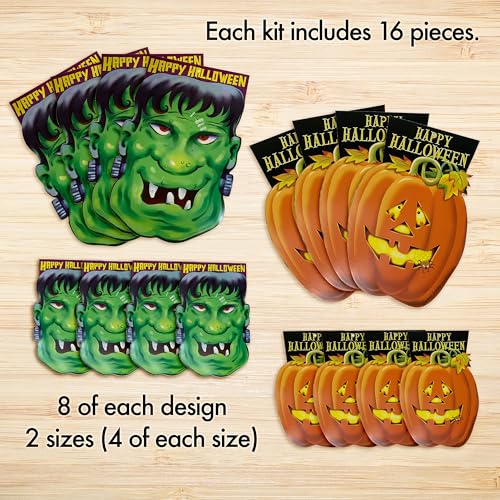 Halloween Decor Kit with Frankenstein Heads and Jack-O'-Lanterns - Spooky Hanging Decorations