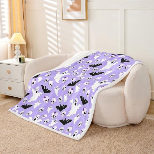 Baby Skeleton Halloween Blanket Cartoon Ghost Spooky Throw 30x40 Inches - Multi 45