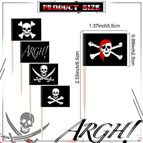 Halloween Pirate Cupcake Toppers - 100 Food Picks for Party Decor