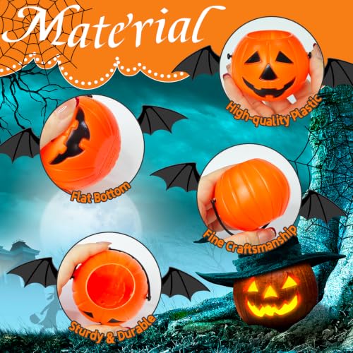 50 Pack Mini Portable Pumpkin Buckets for Halloween Candy - 2.6 Inch